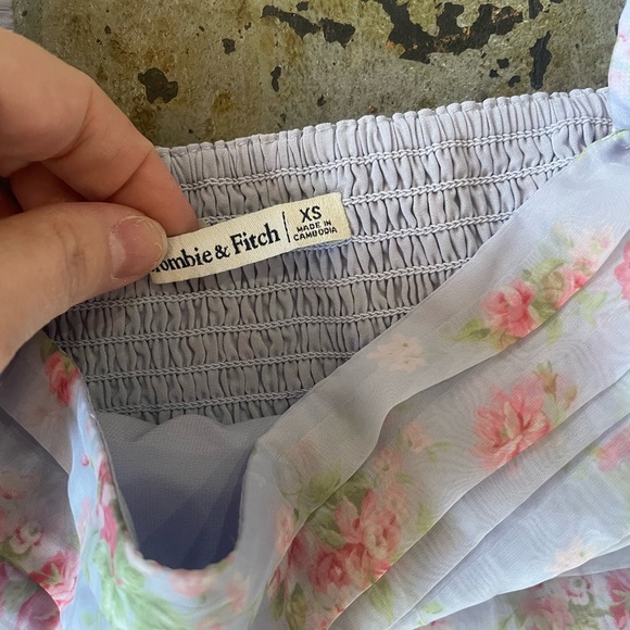 Abercrombie & Fitch Emerson Angel Sleeve Blue and Pink Midi Dress Size XS - Picture 4 of 10